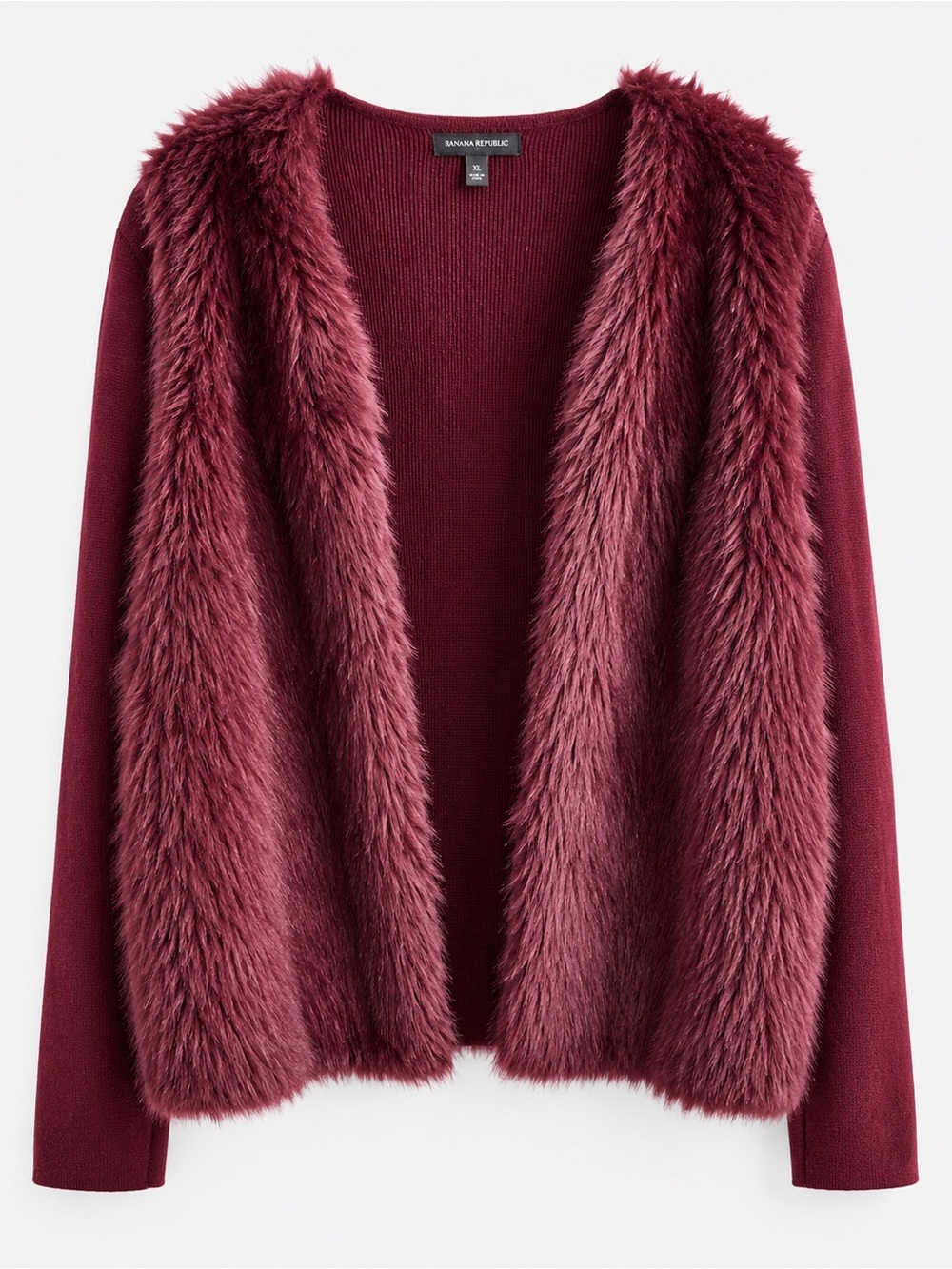 BR Faux Fur Jacket, Burgundy XL